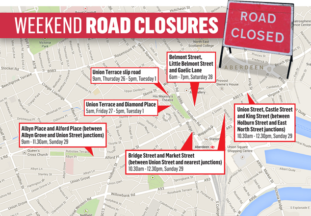 Aberdeen set for weekend of road closures