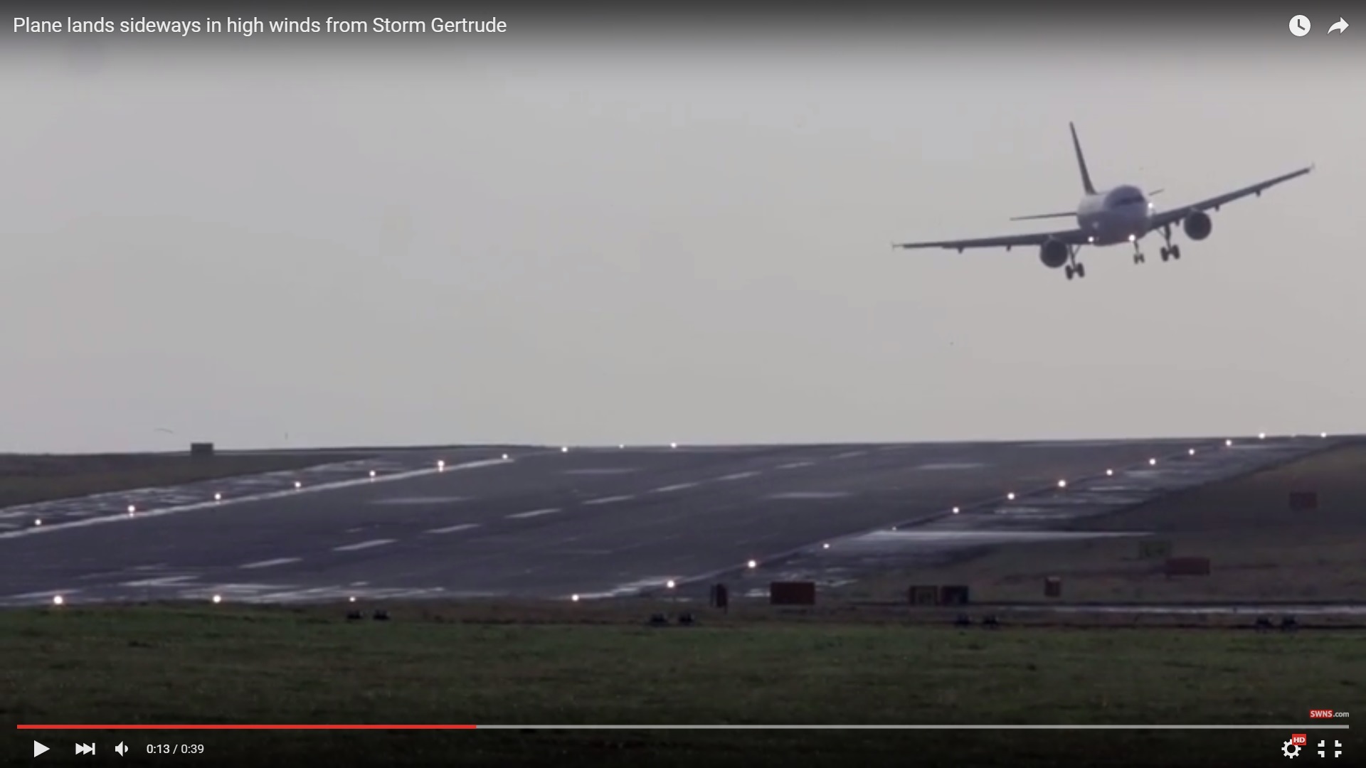 WATCH: Plane lands sideways in high winds from Storm Gertrude