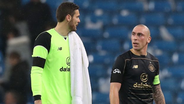 Skipper Scott Brown, right, wants Craig Gordon to stay at Celtic