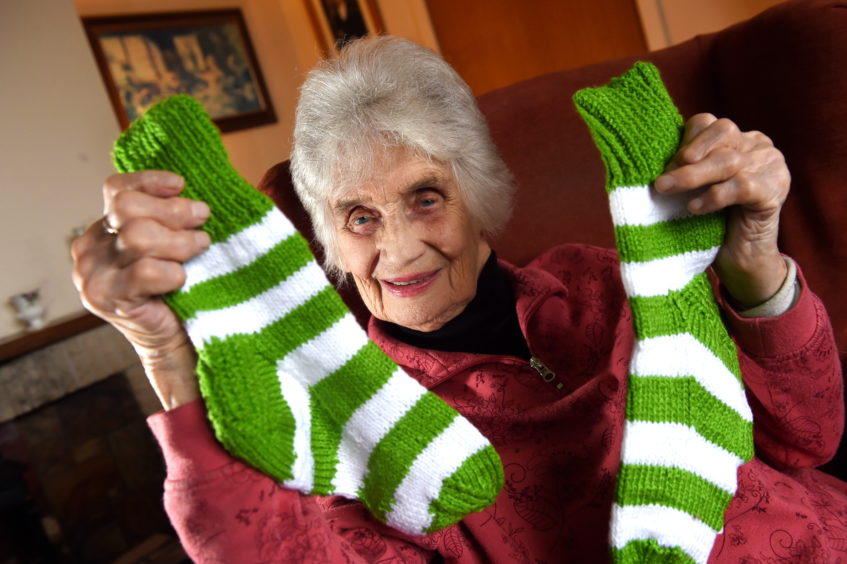 Highlands 90-year-old wants Rod Stewart to perform in special Celtic socks she has knitted for him