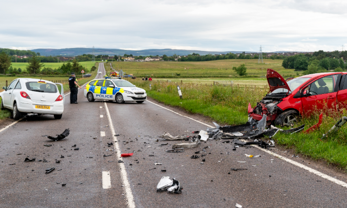 Moray road closed after serious head on smash leaves two cars