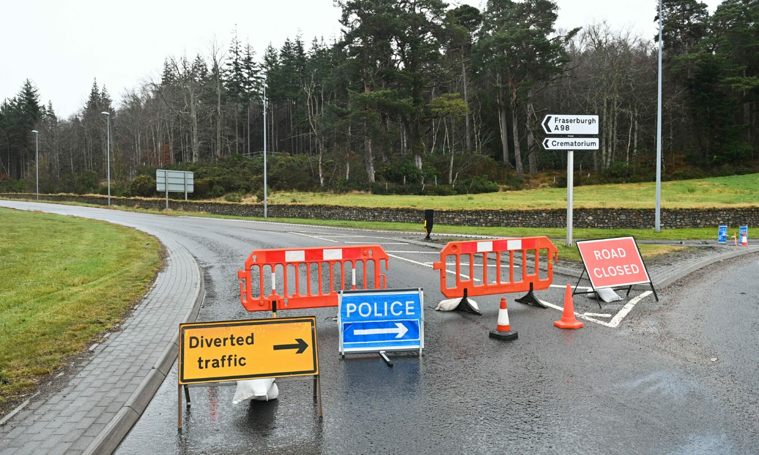 Section of the A98 near Fochabers closed following crash