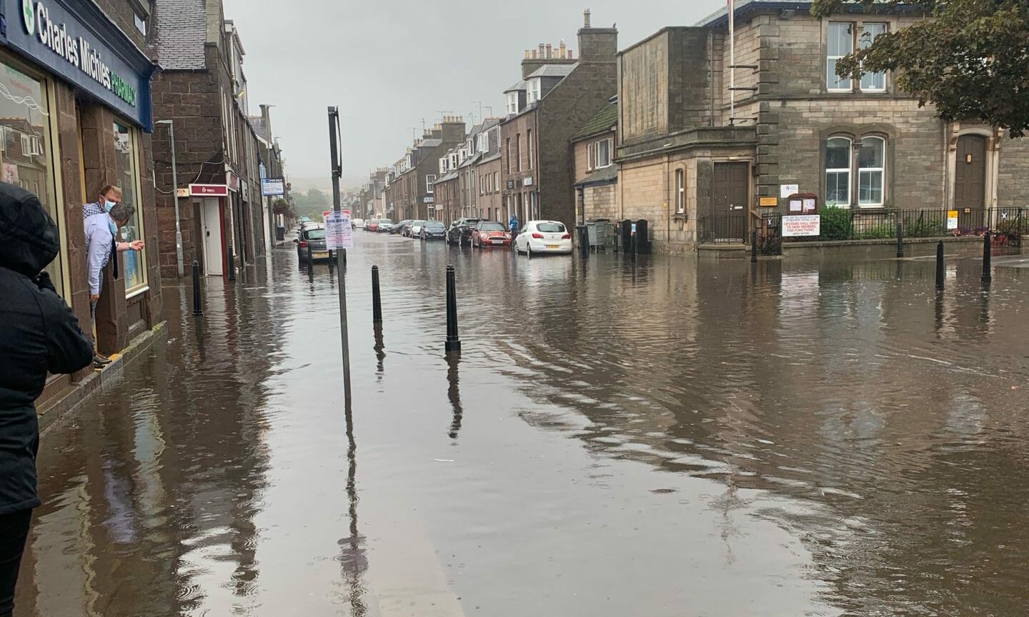 Stonehaven deluged as flood alerts issued for Aberdeenshire and Moray