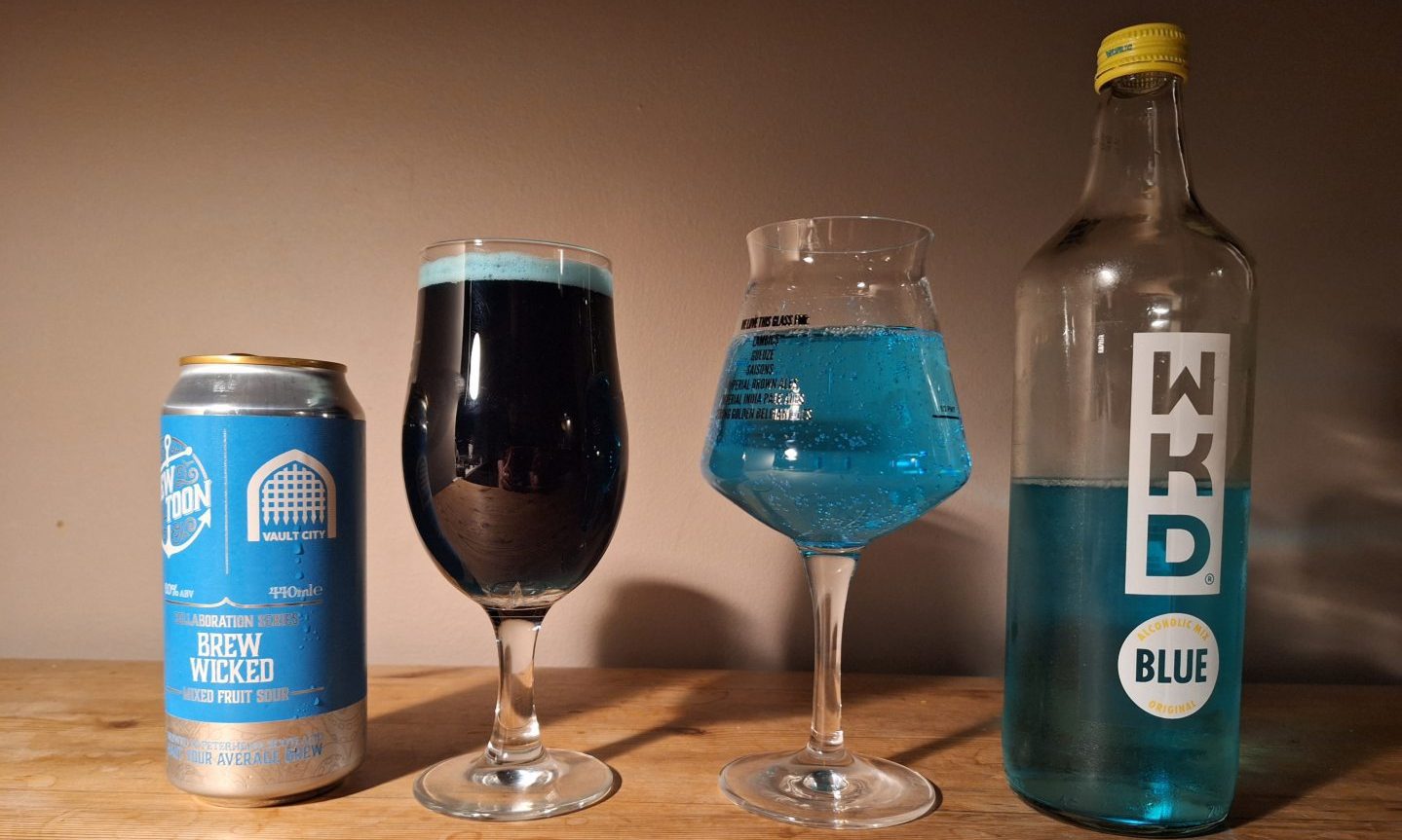 WKD Blue-flavour beer from Brew Toon VS actual WKD Blue