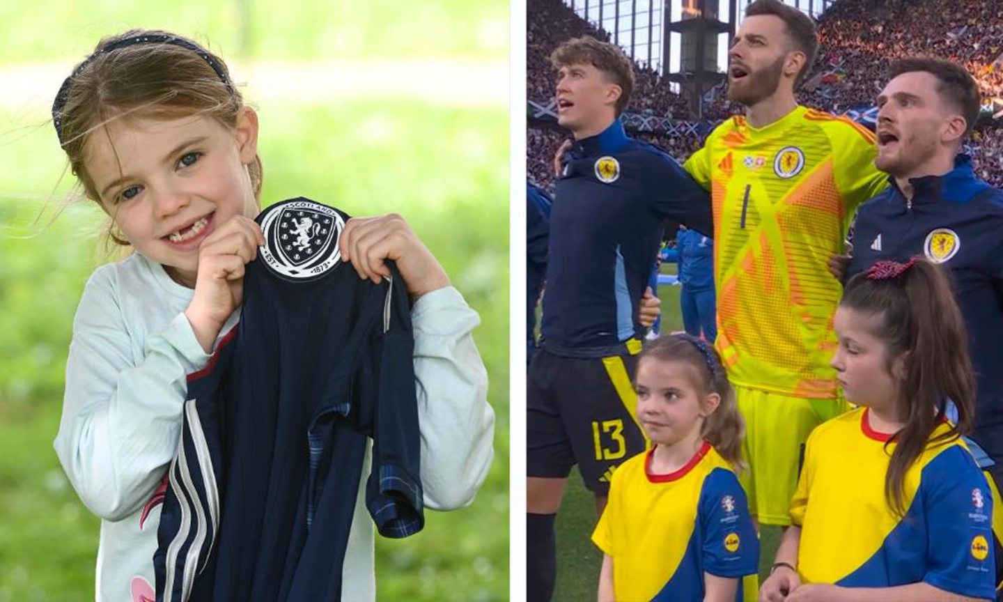 Six-year-old mascot from Aberdeen supports Scotland squad at Euro 2024