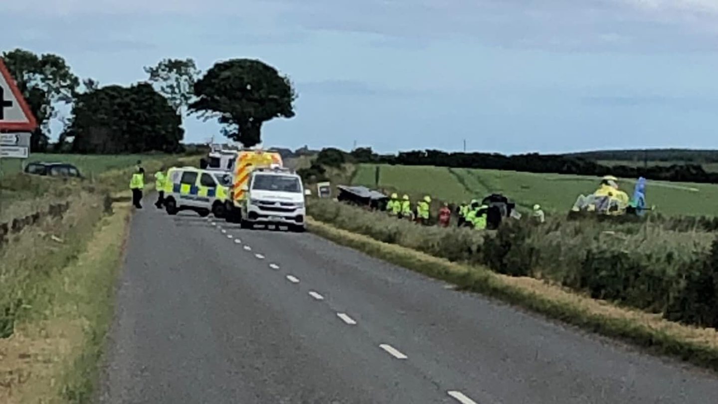 Two drivers rushed to hospital after Aberdeenshire crash forces vehicle off road