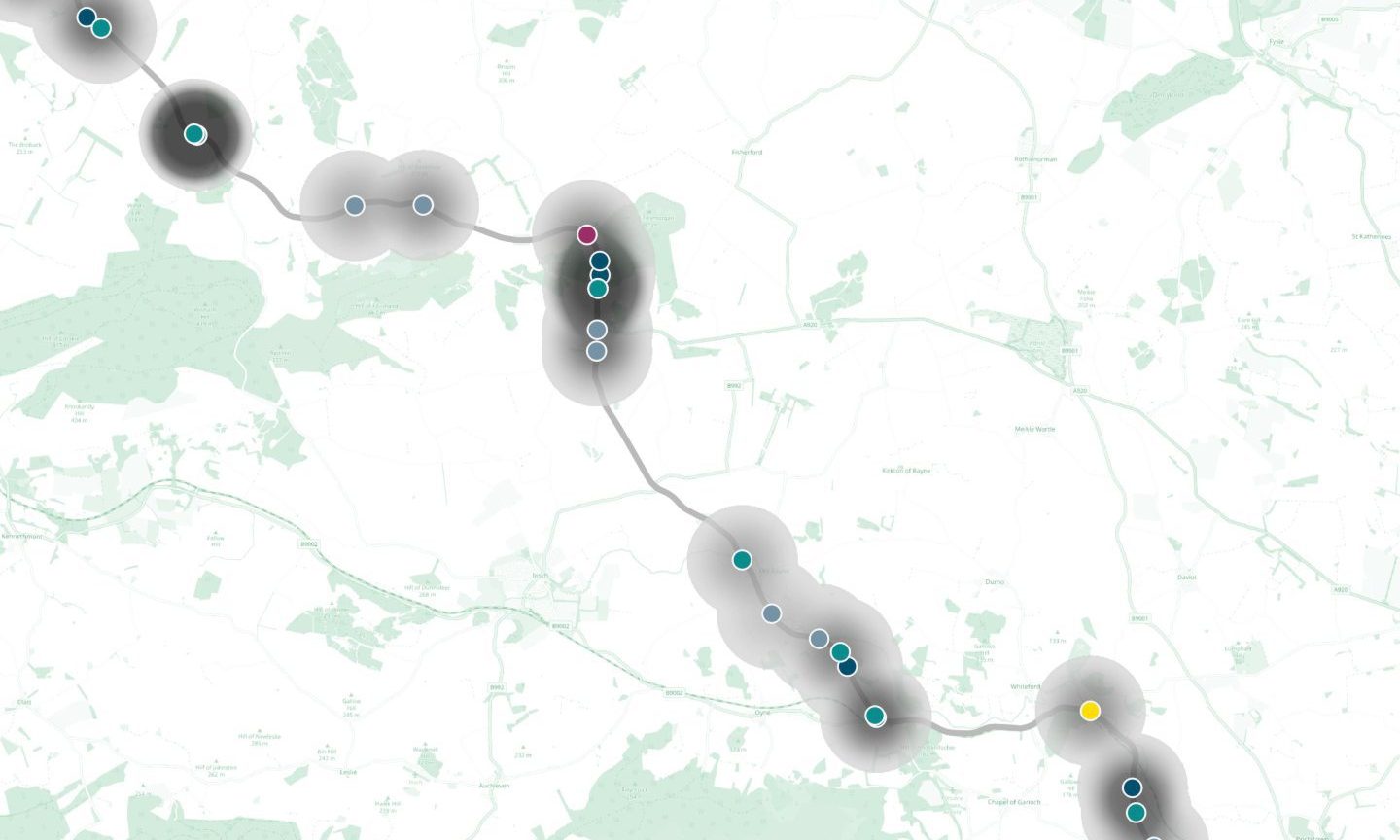 Heatmap shows A96 crash blackspots from Aberdeen to Inverness